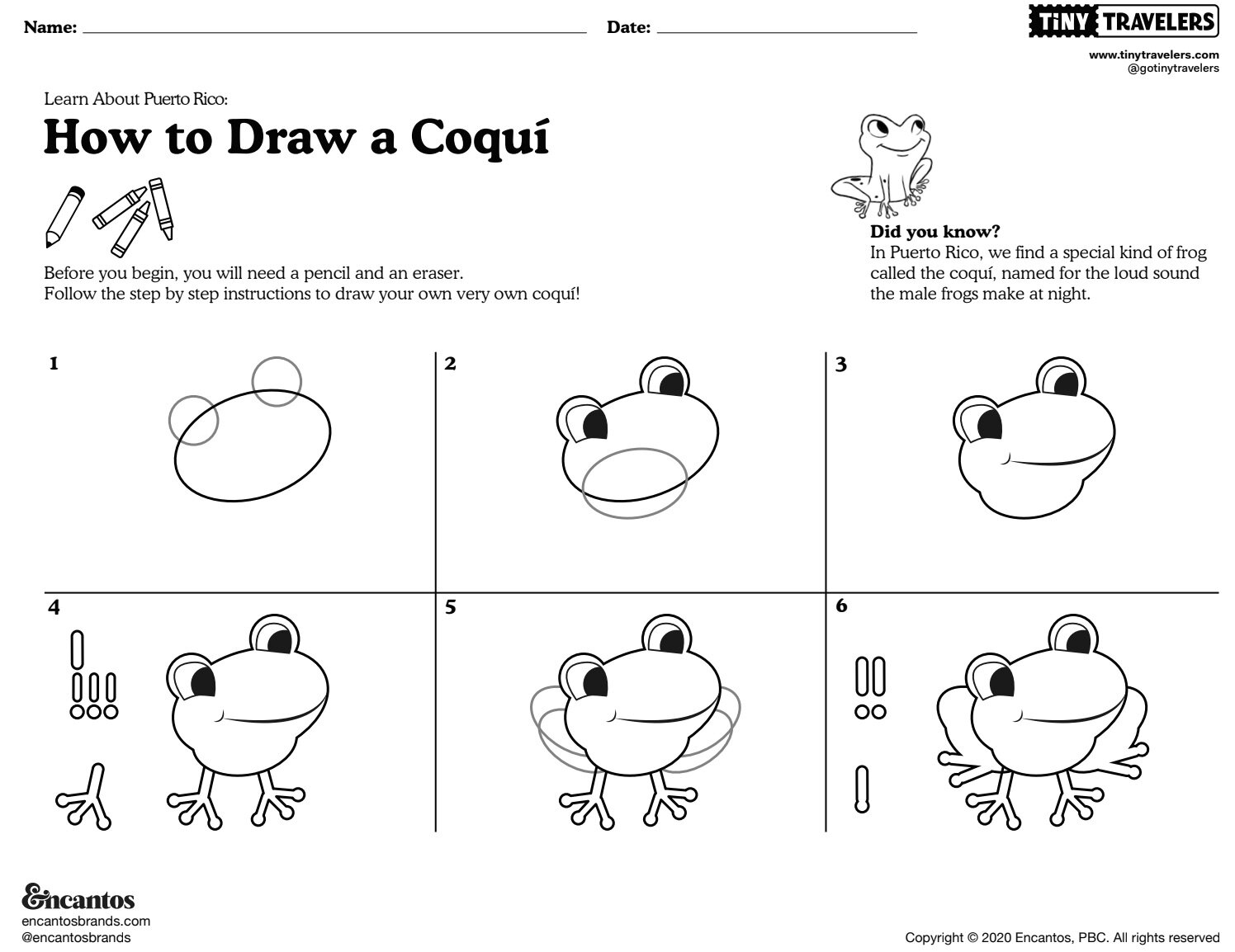 Learn About Puerto Rico Draw A Coqui Frog Tiny Travelers.