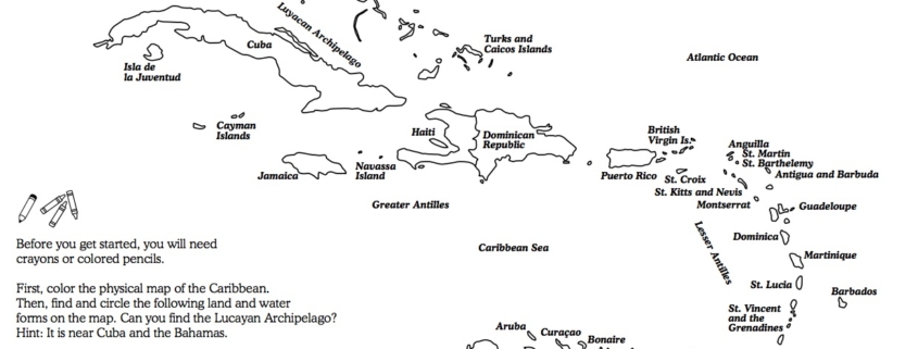 map of caribbean islands black and white