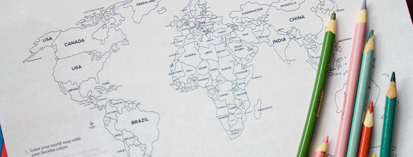 world map with countries names printable
